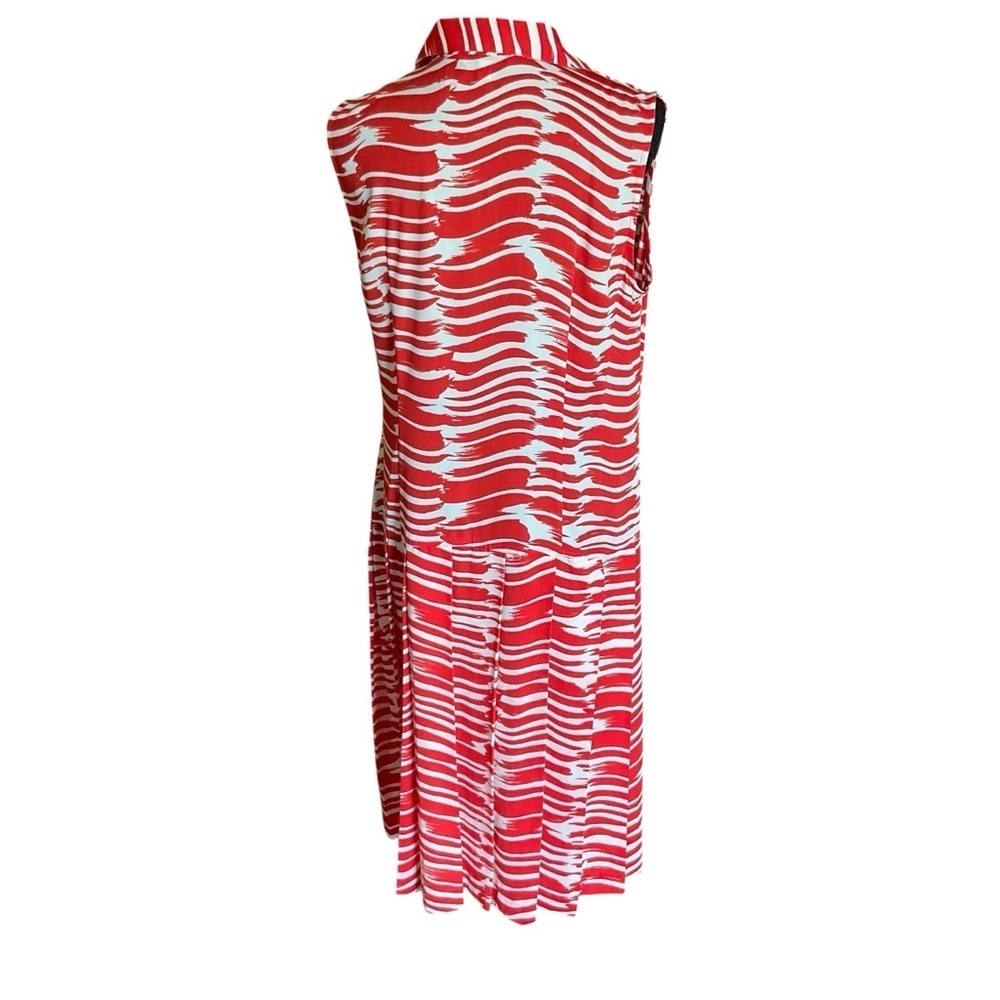 Cabi Red White Brushstroke Sleeveless Button Front Midi Dress Size M - Picture 6 of 11
